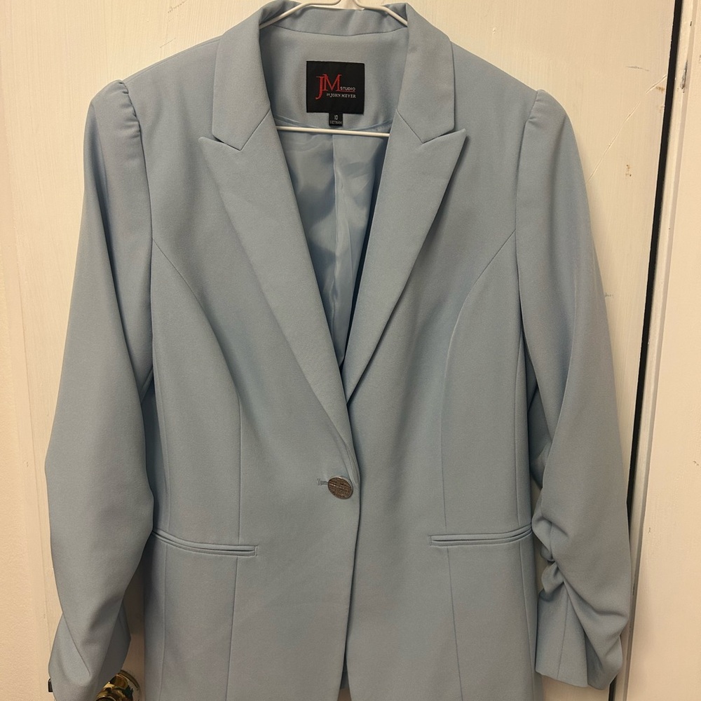 JM Collection Women's Sky Blue Suit Jacket